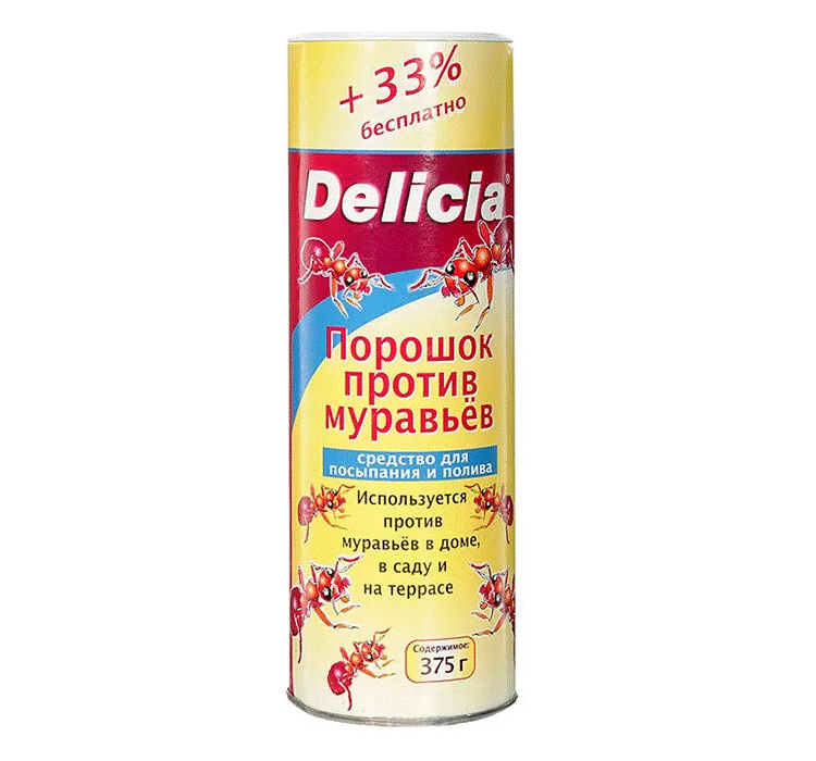 <b>Delicia 375 г</b> - качественное средство от муравьев в экономичной упаковке