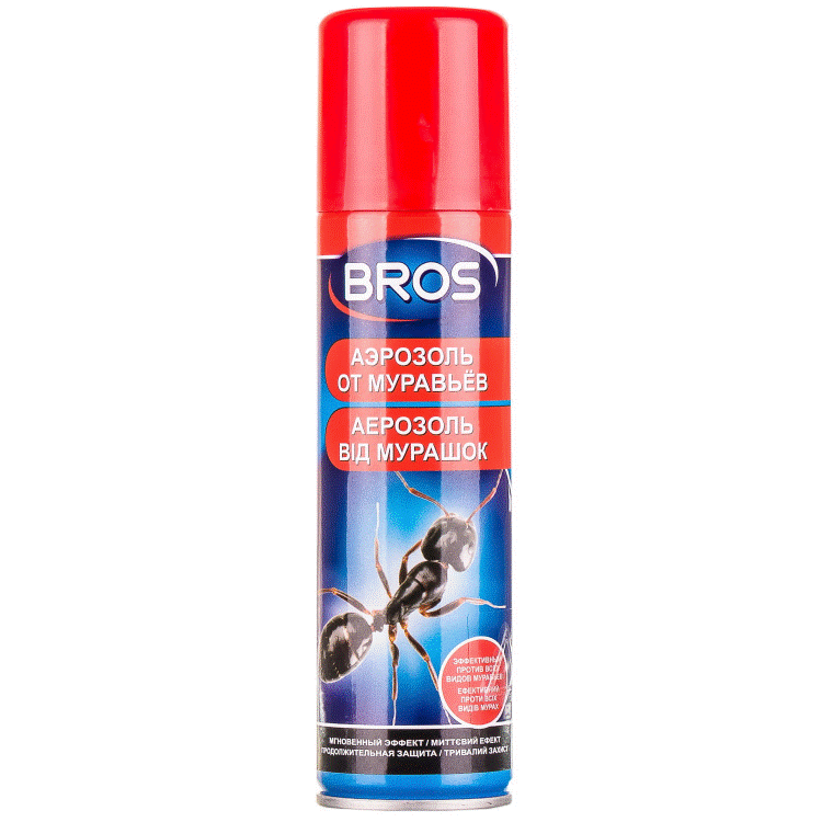 Аэрозоль BROS - универсальный: от муравьёв, чёрных и рыжих тараканов, действует до 6 недель