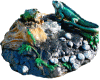 <b>Декоративная крышка люка Игуана на бревне</b> из полистоуна - яркая, красочная скульптура