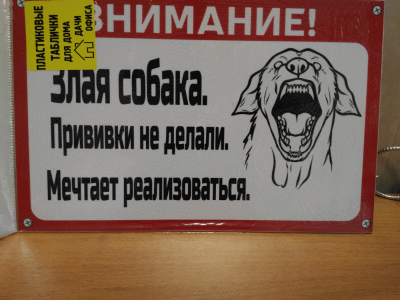 Пластиковая юмористическая табличка Собака мечтает. Необычно, оригинально.