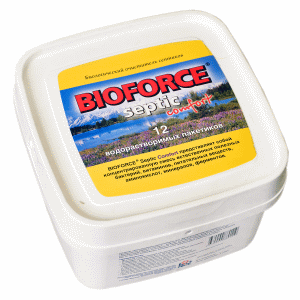 <b>Средство для очистки септиков Bioforce Comfort</b> - высокоэффективный препарат с приятным сосновым запахом