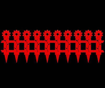 Забор декоративный Ромашка, L=130 см, Н=41 см. Цвет: Красный