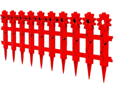 Забор декоративный Ромашка, L=130 см, Н=41 см. Цвет: Красный
