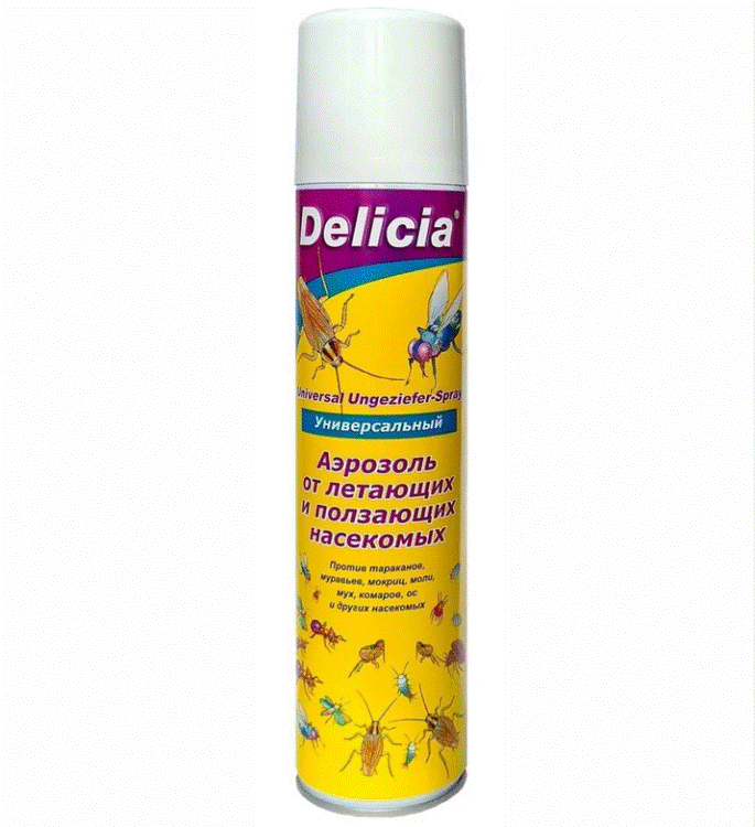 Delicia аэрозоль 400 мл - надежное средство от летающих и ползающих насекомых