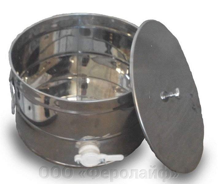 Отстойник для меда 30 л, нержавеющая сталь, пластиковый клапан