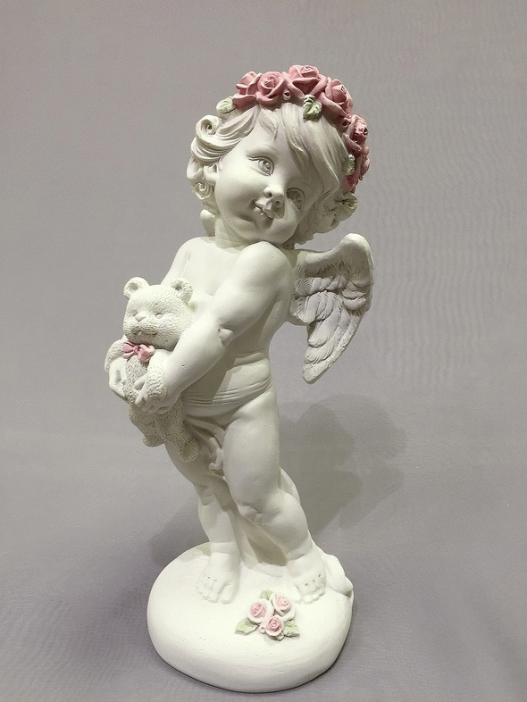 Декоративная Фигурка Ангела A309039-91 с маленьким мишкой Фигурка Ангела с медвежонком в руках A309039-91